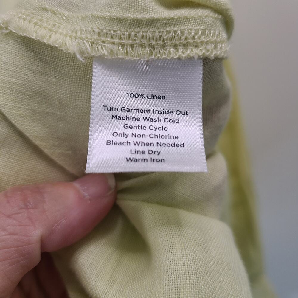 Talbots Pure Irish Linen Button Front Shirt Long Sleeve Yellow-Green Size 10 - Picture 7 of 9